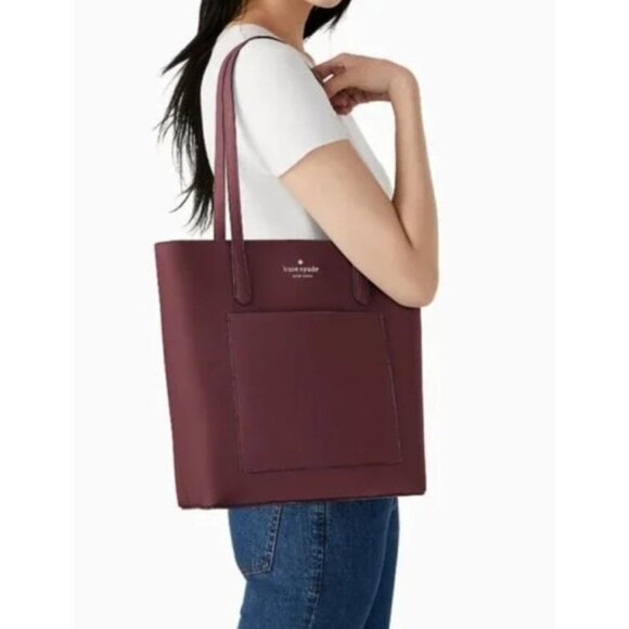 Kate Spade Daily Tote Dark Red Berry Shoulder Bag Classic Preppy Purse EUC - Picture 1 of 13